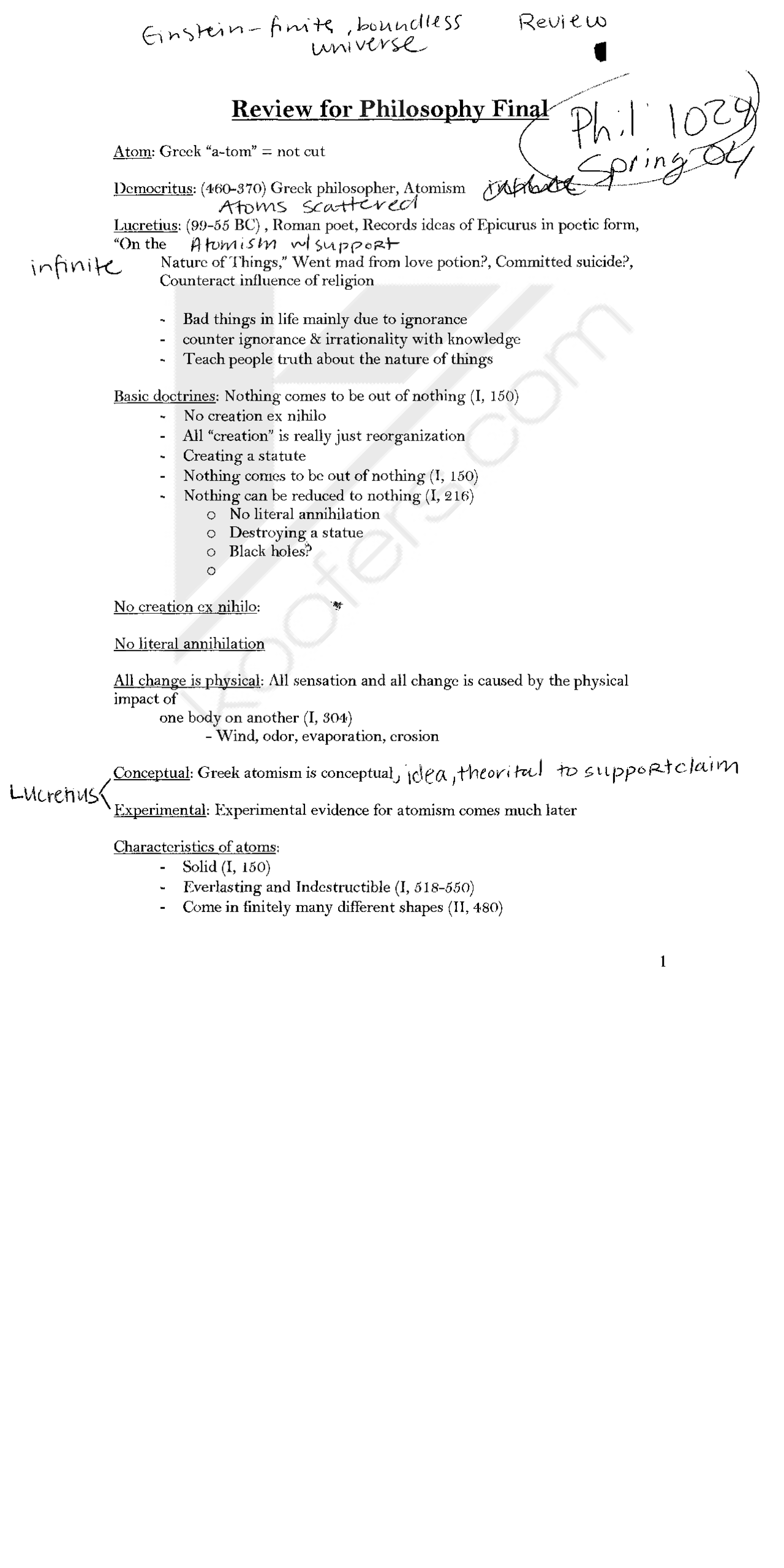 Review for Final Paper - Philosophy | Knowledge and Reality | PHIL 1204 ...