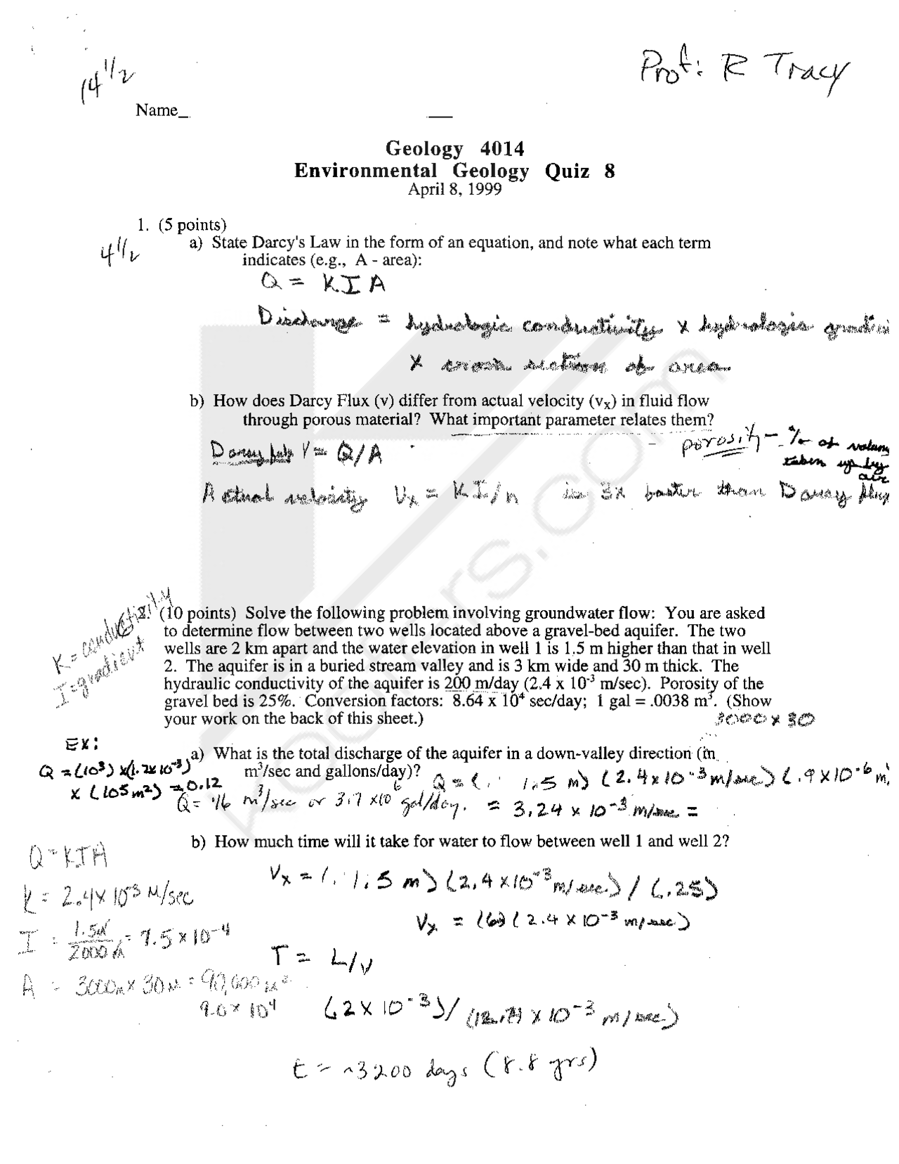 2 Solved Problems on the Environmental Geology Quiz 8 GEOL 4014