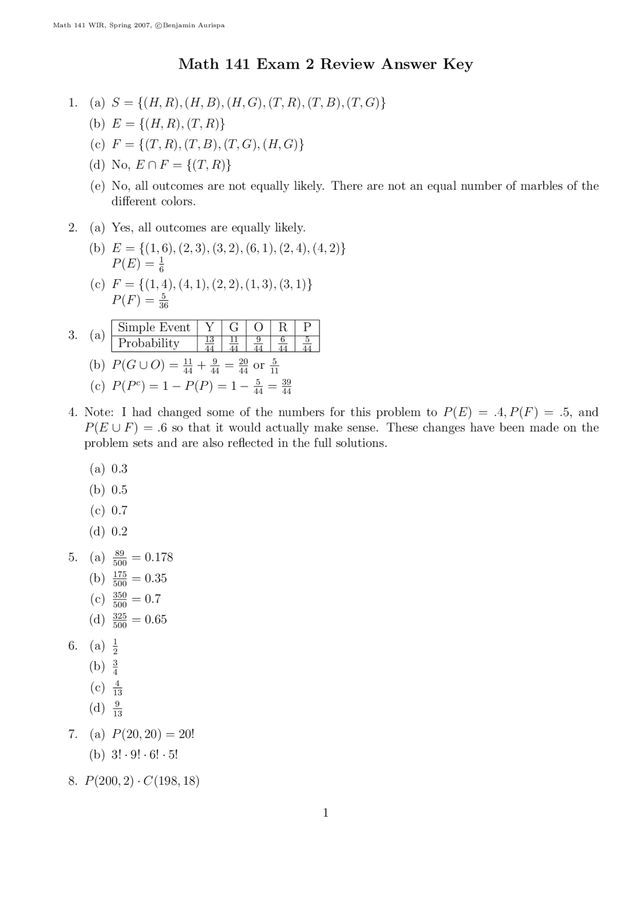 Exam 2 Answer Key Business Math Math 141 Docsity Exam 2 Answer Key Business Math Math 141 Docsity
