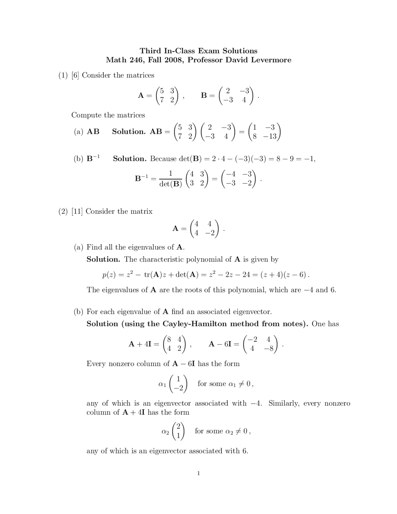 Exam 3 Solutions - Differential Equations for Engineers and Scientists ...