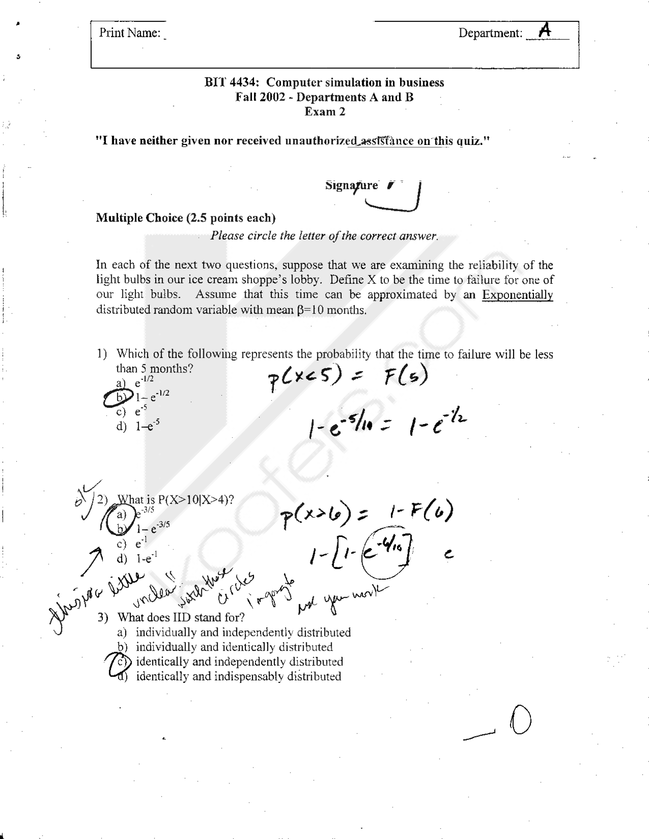 Bit Exam Paper Solved Exam Paper - Computer Simulation in Business | BIT 4434 - Docsity