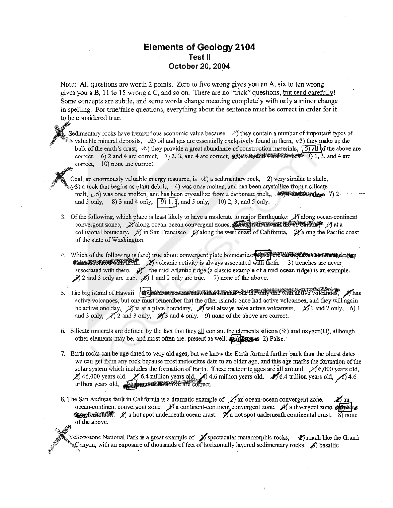 40 Questions in Elements of Geology - Exam 2 | GEOL 2104 - Docsity