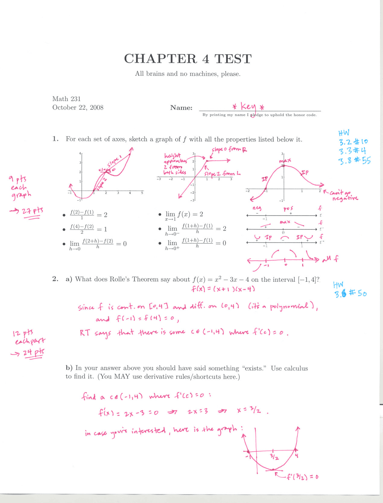 4 Problems with Solutions on Calculus with Functions I - Test | MATH ...