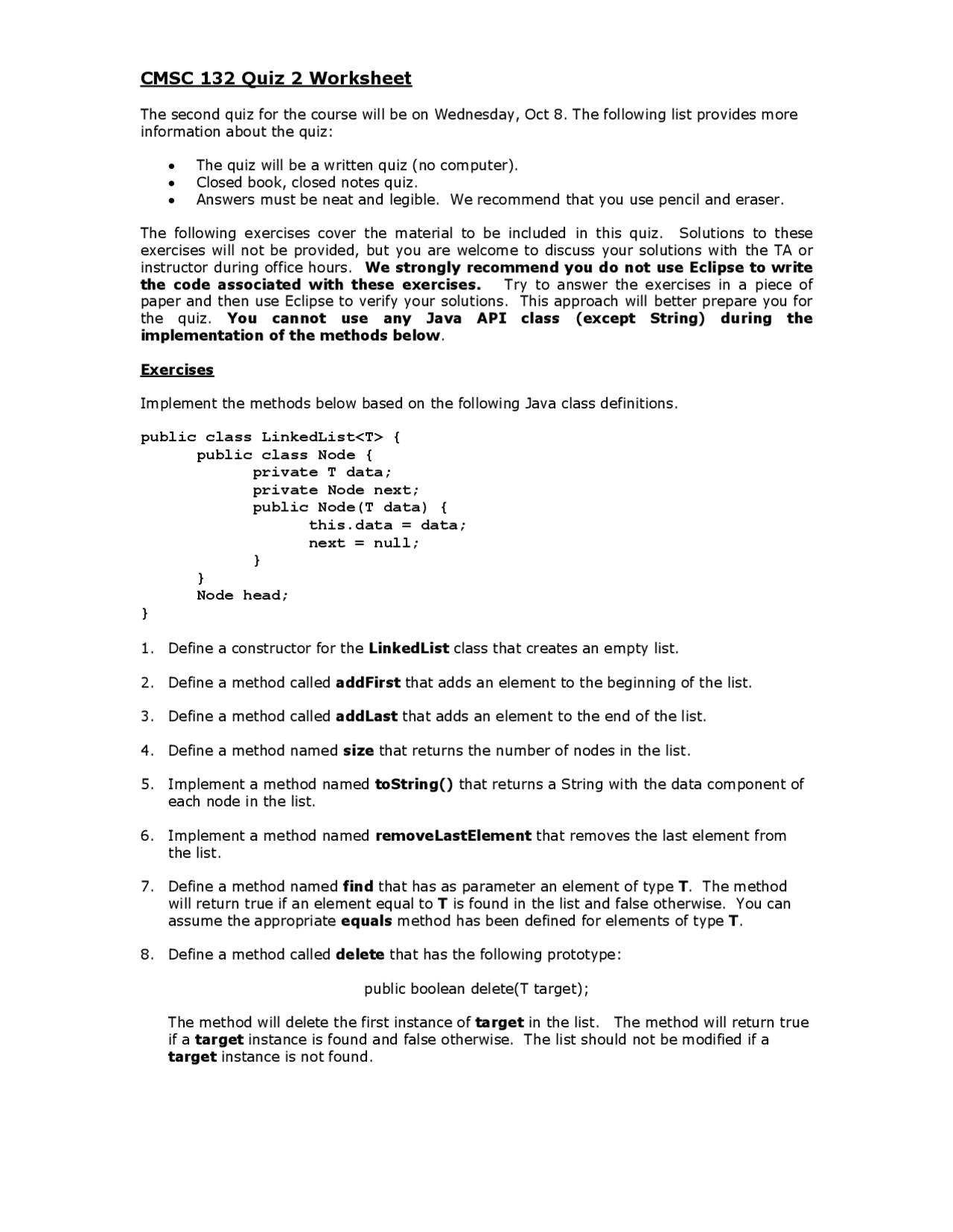 Object-Oriented Programming II - Solved Quiz 2 Worksheet | CMSC 132 ...