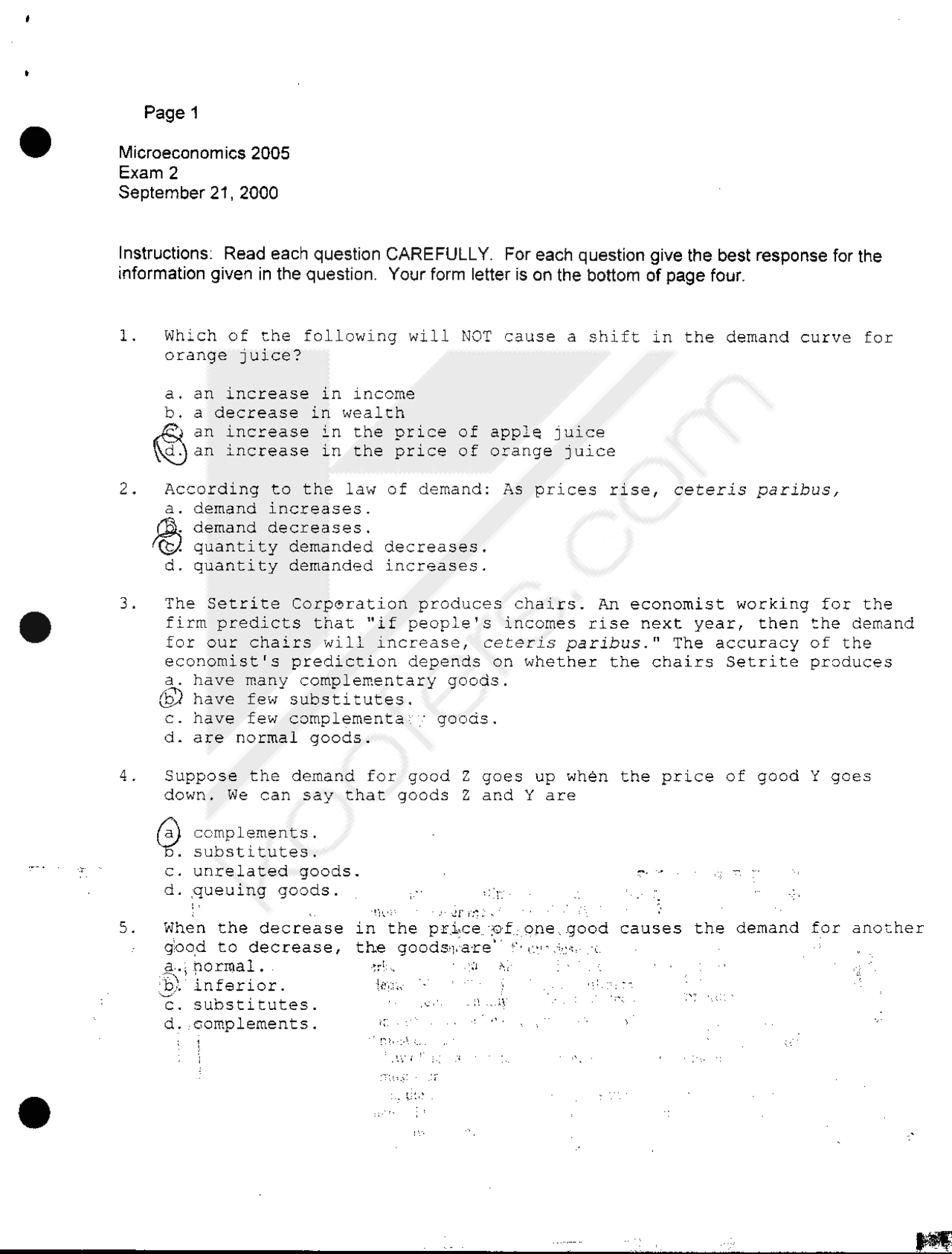 Principles of Economics - Exam 2 with Solution Key | ECON 2005 | Exams ...