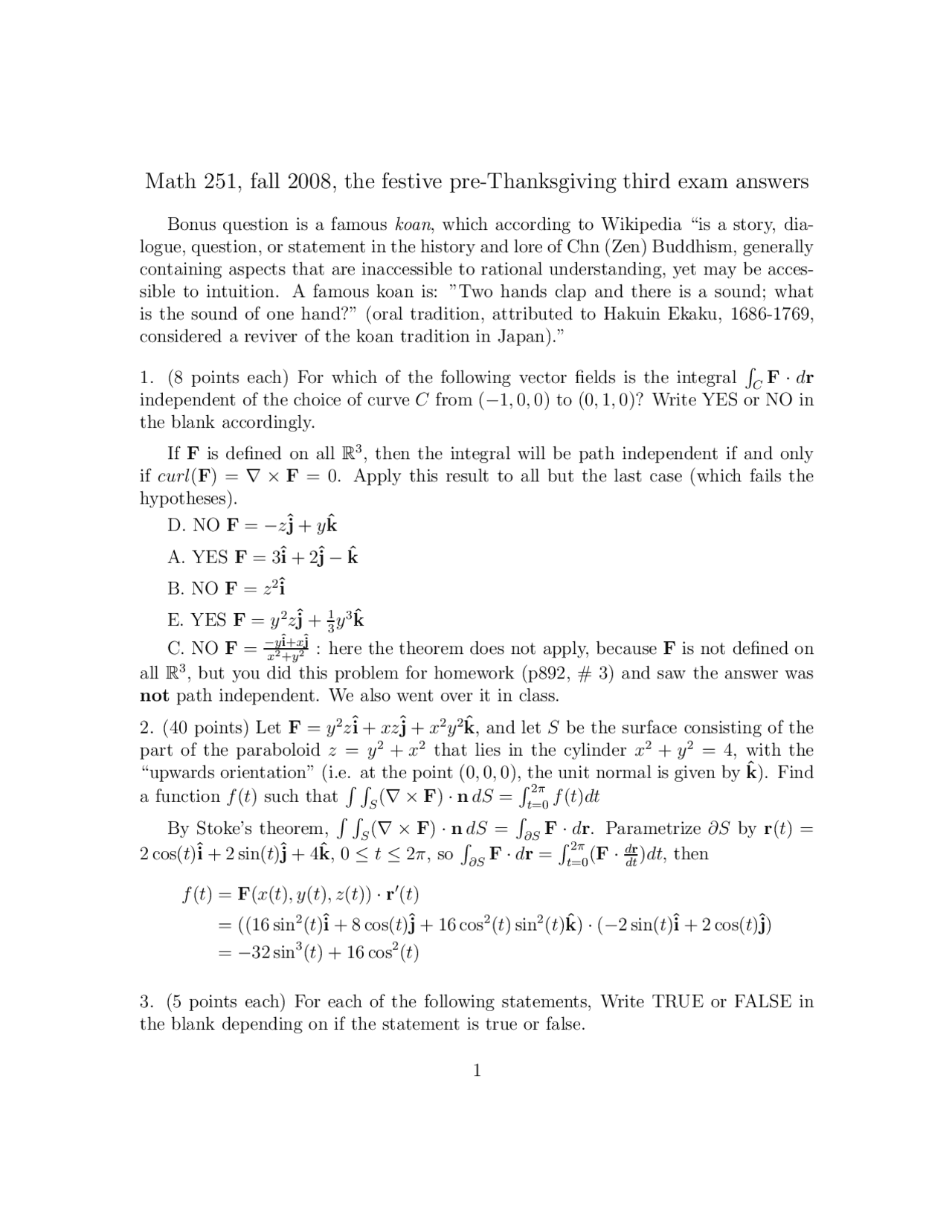 4 Solved Problems on Engineering Mathematics III - Exam 3 | MATH 251 ...