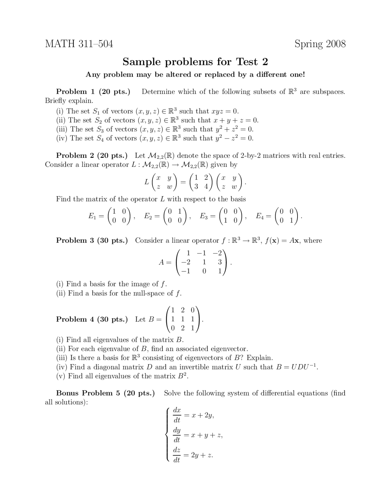 5 Sample Problems On Applied Mathematics I Study Guide Math 311 Docsity 5 Sample Problems On Applied Mathematics I Study Guide Math 311 Docsity