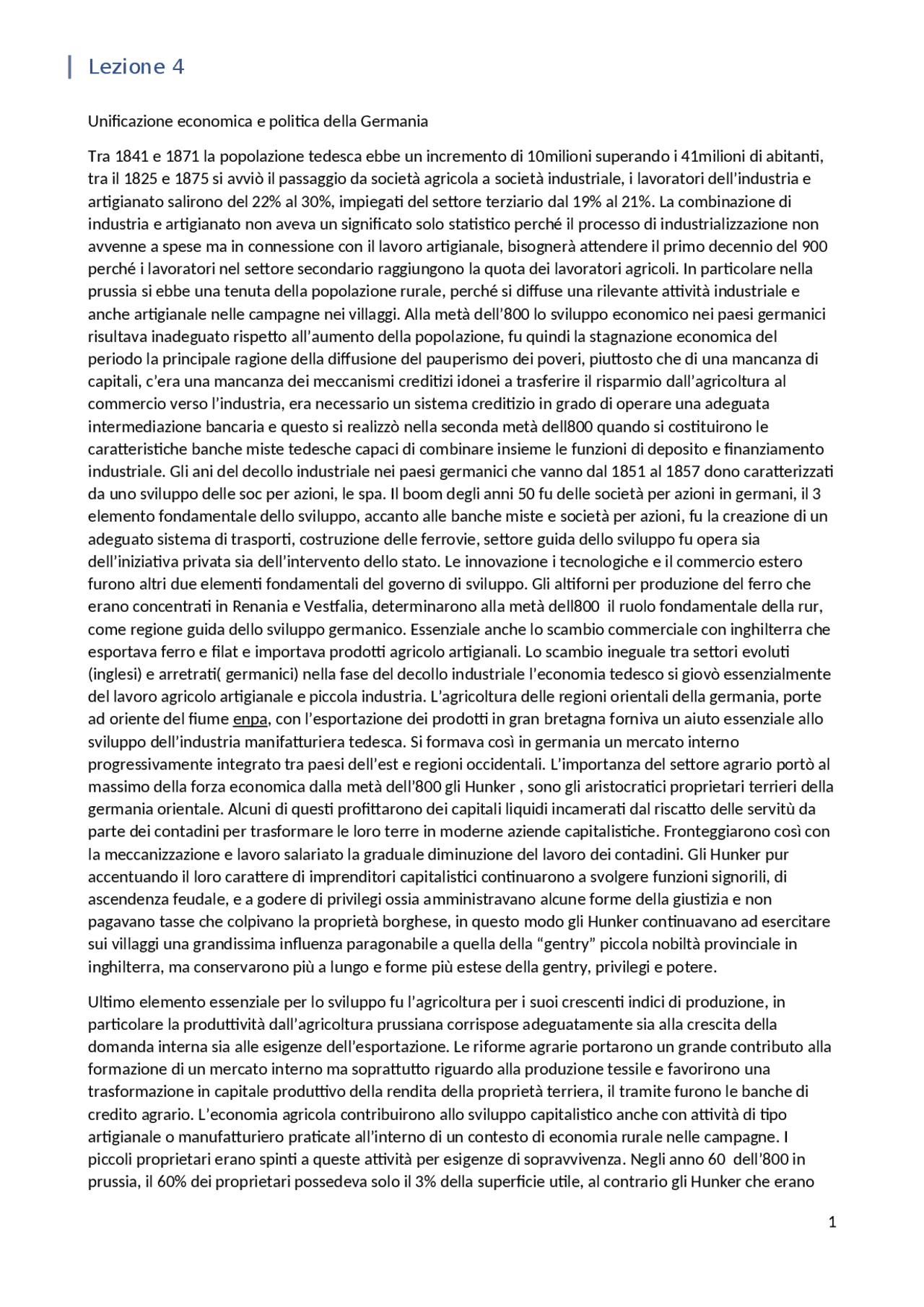 L'unificazione della Germania lezione 4 Docsity