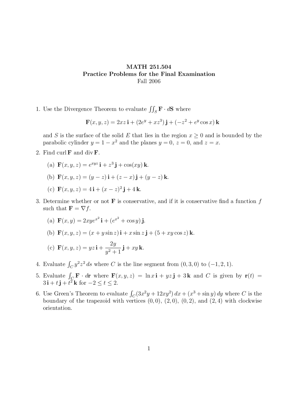 8 Solved Questions on Engineering Math II | MATH 251 - Docsity