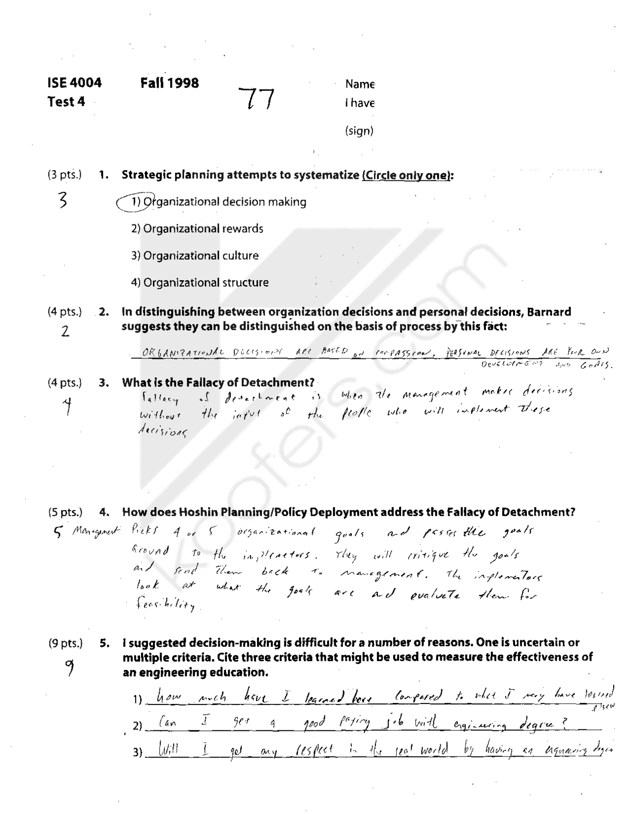 Theory of Organization Test 4: 22 Questions to Practice | ISE 4004 ...