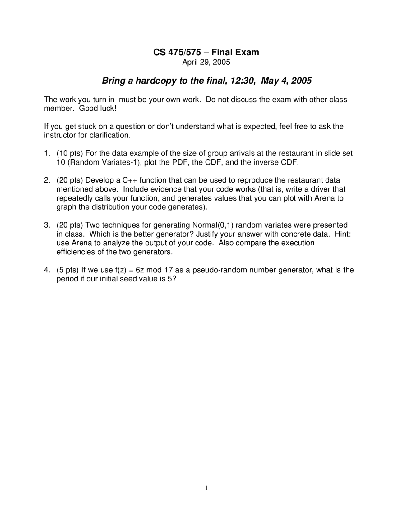 4 Questions of Systems Programming - Final Exam | CS 476 | Exams ...