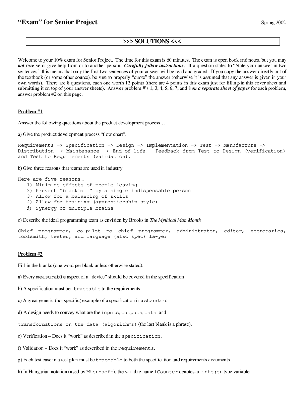Problems In Computer Science 8 Solved Problems in Computer Science - Senior Project | CIS 4910 - Docsity
