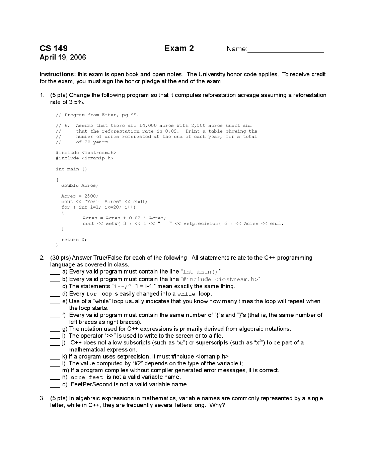 Elements of Computer Science - Solved 8 Questions - Exam 2 | CS 149D ...