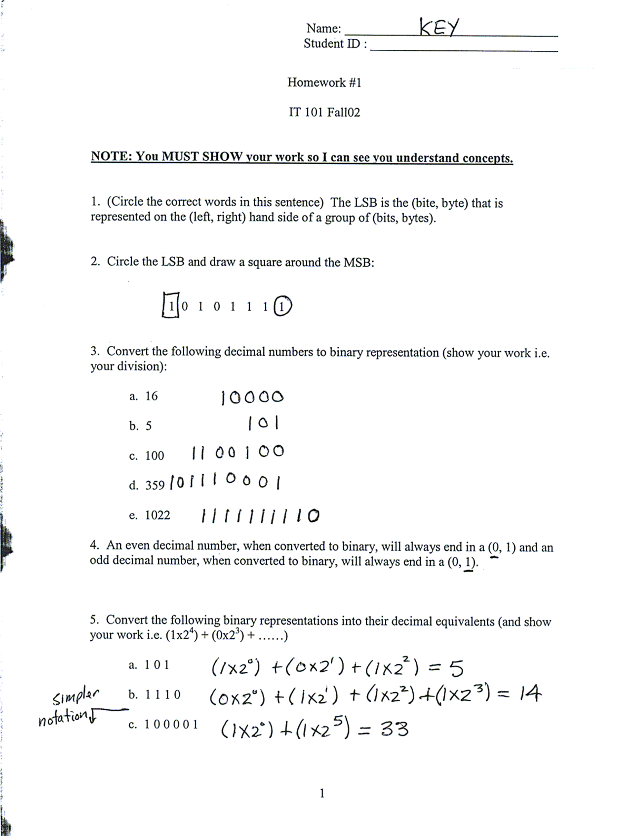 Assignment Solution Key - Information Technology | IT 101 - Docsity