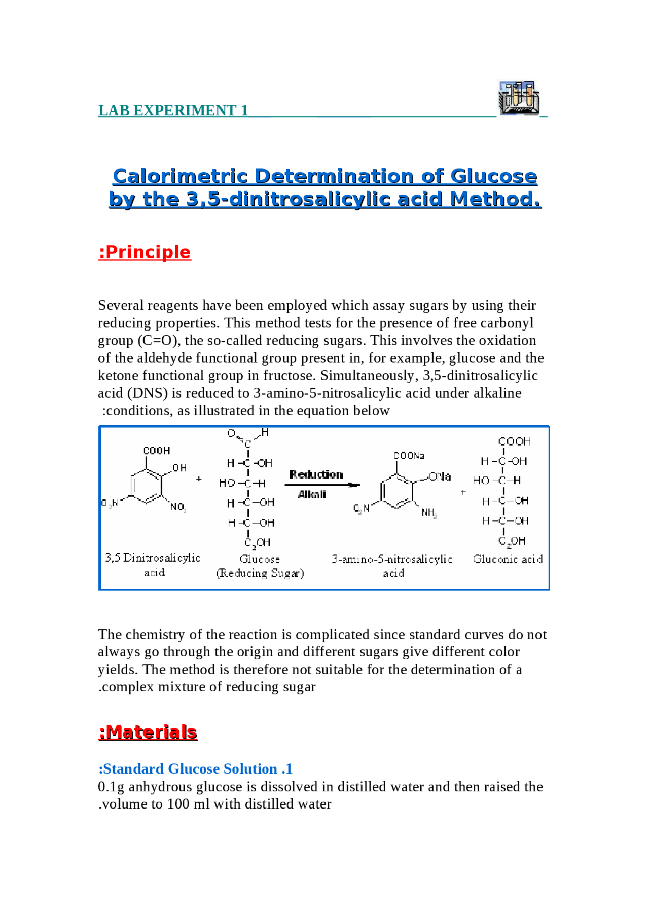 Biochemistry lab report Docsity