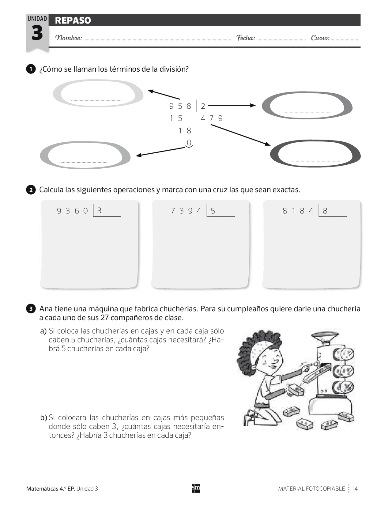 MATEMATICAS 4 SM TEMA 3 REPASO | Ejercicios de Matemáticas | Docsity