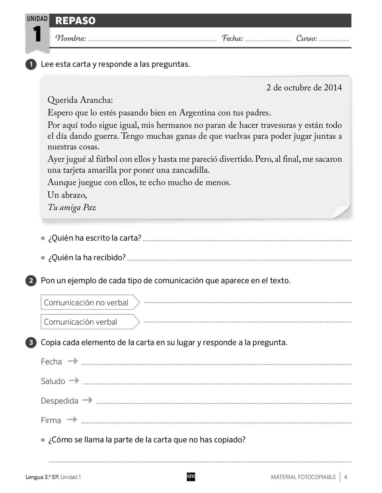 LENGUA 3 SM TEMA 1 REPASO - Docsity