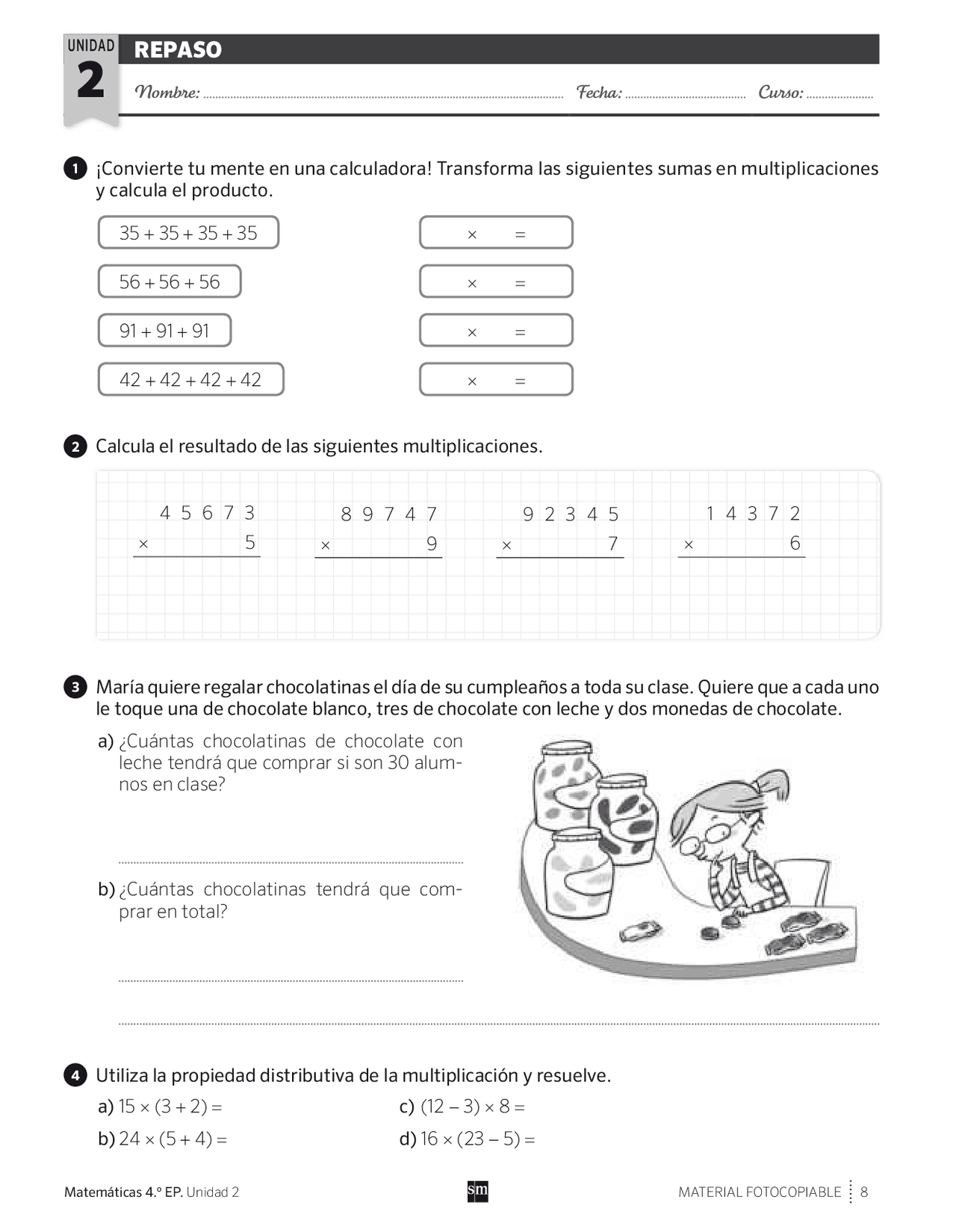 MATEMATICAS 4 SM TEMA 2 REPASO - Docsity