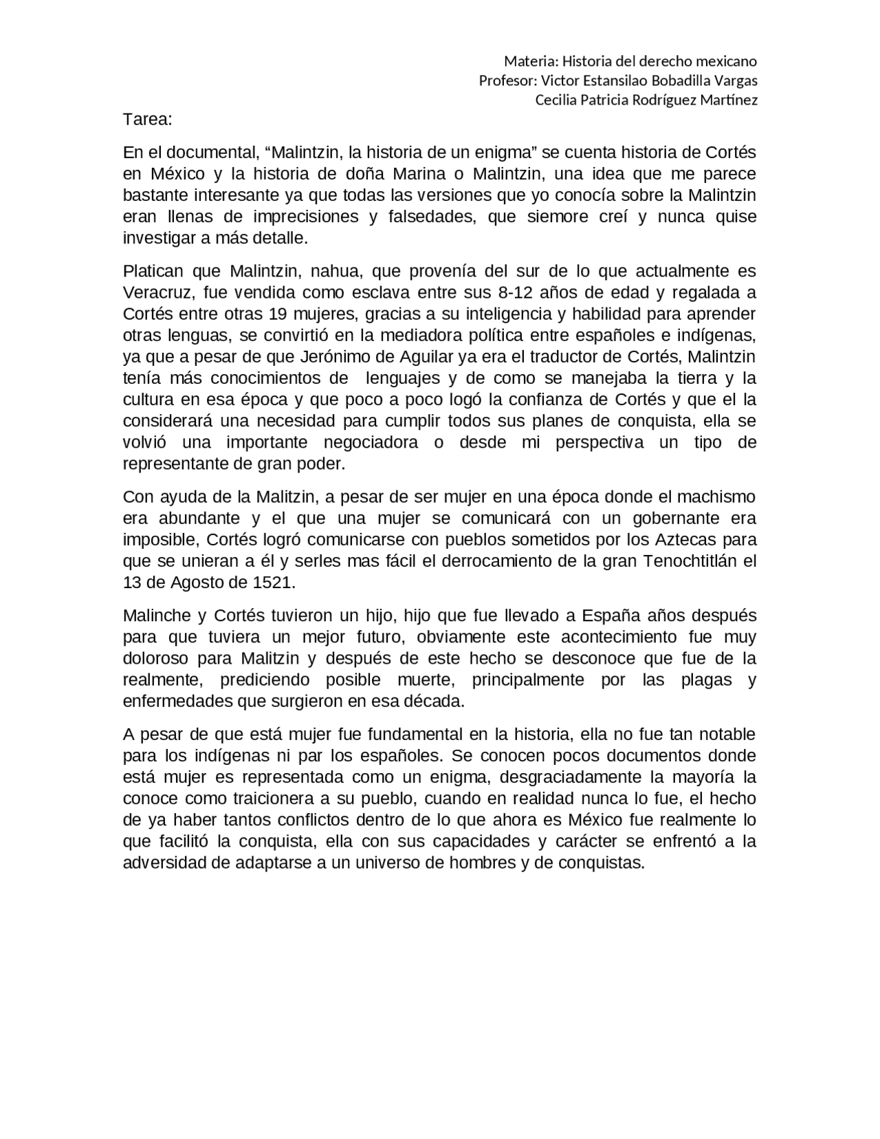 Malitzin La Historia De Un Enigma Docsity
