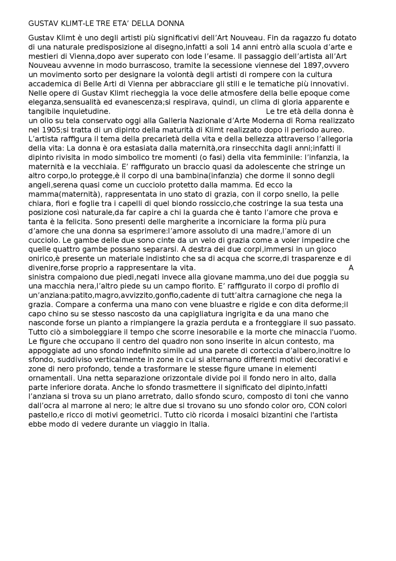 GUSTAV KLIMTle tre età della donna
