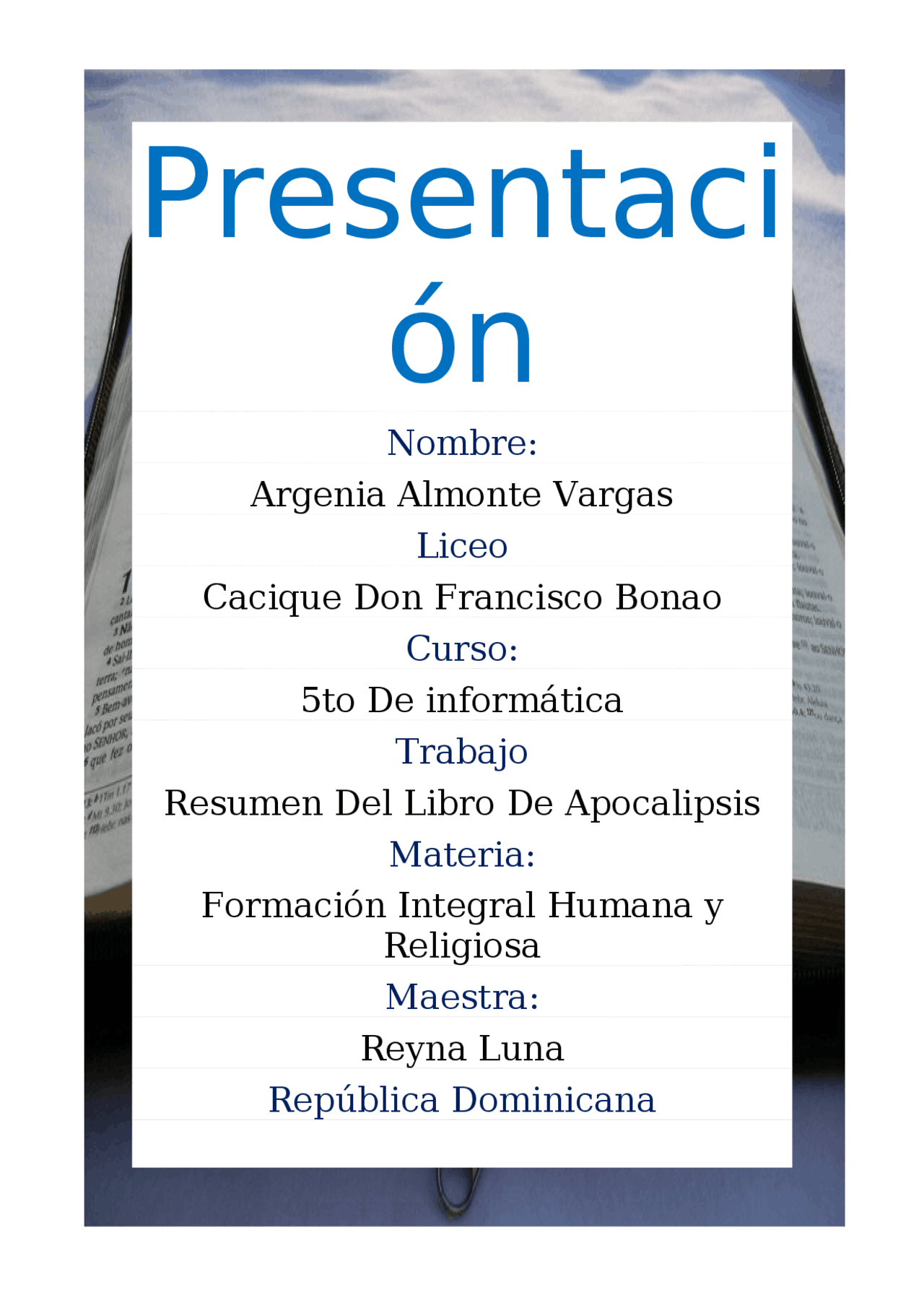 Libro De Apocalipsis Resumen Docsity