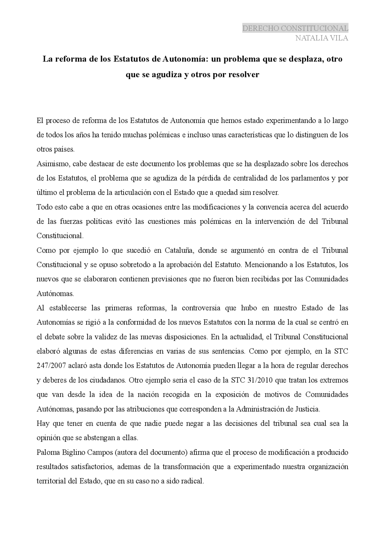 Comentario reforma de los estatutos 2020 - Docsity
