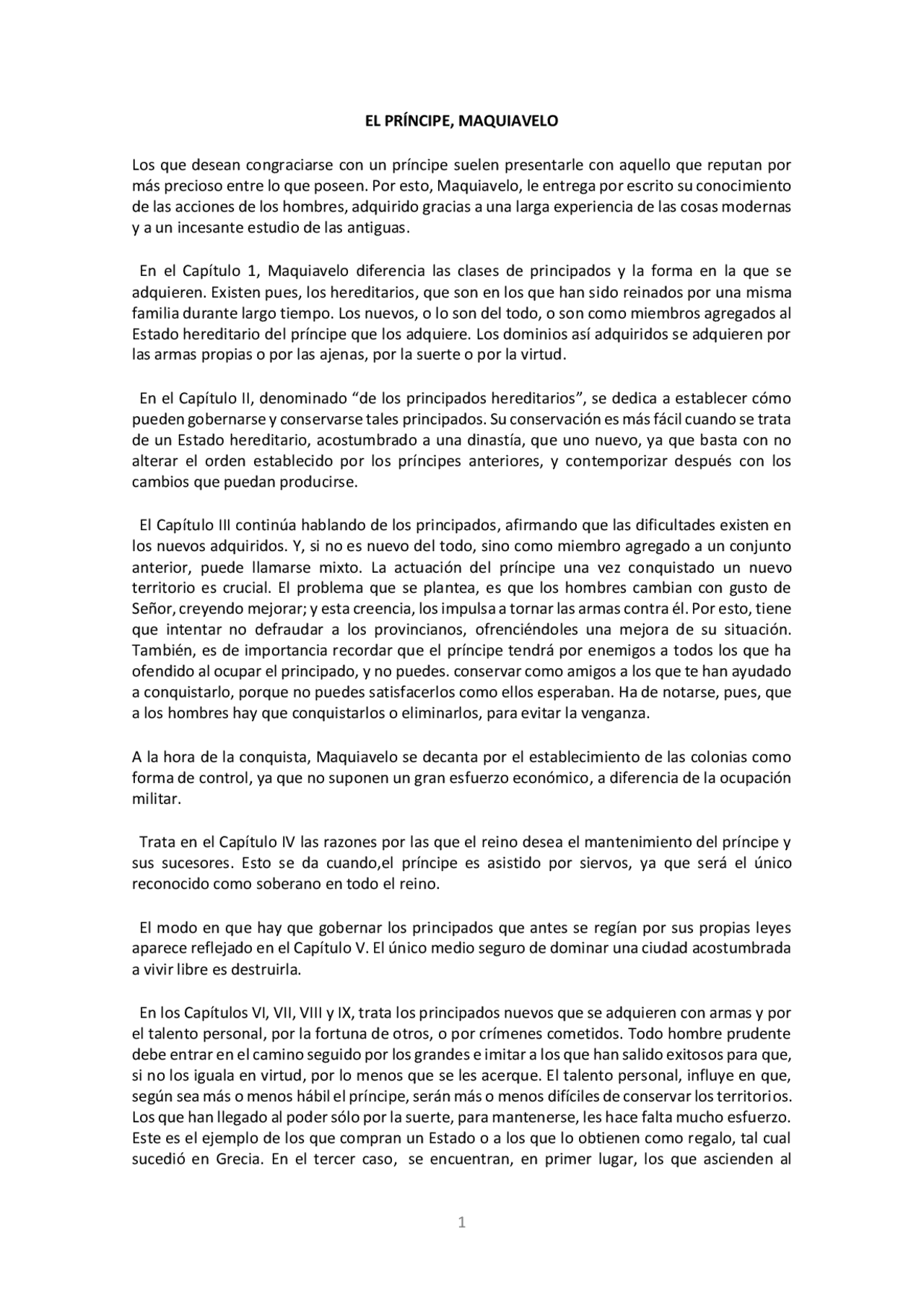 Resumen Del Libro El Principe De Maquiavelo Docsity