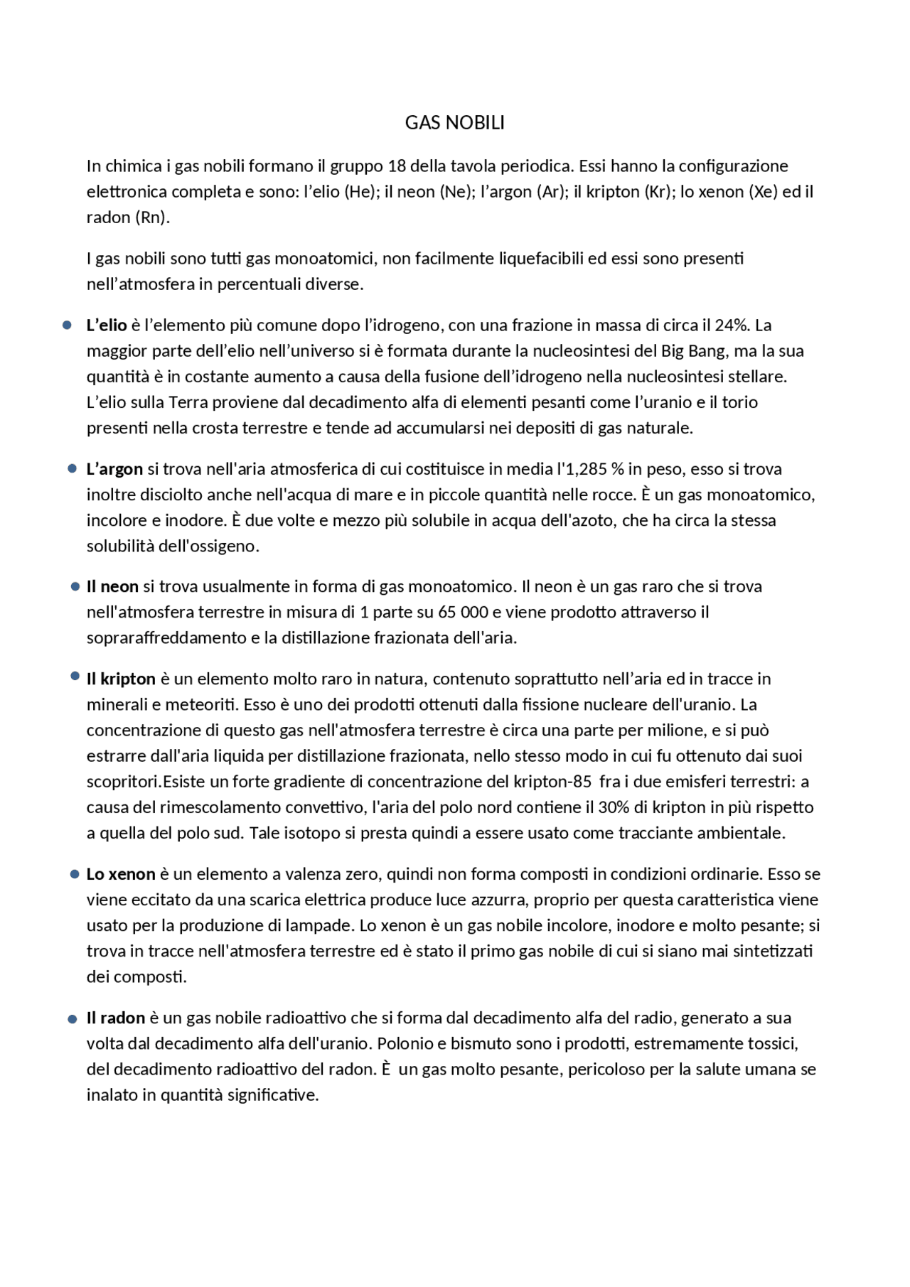 Sintesi dei gas nobili Docsity