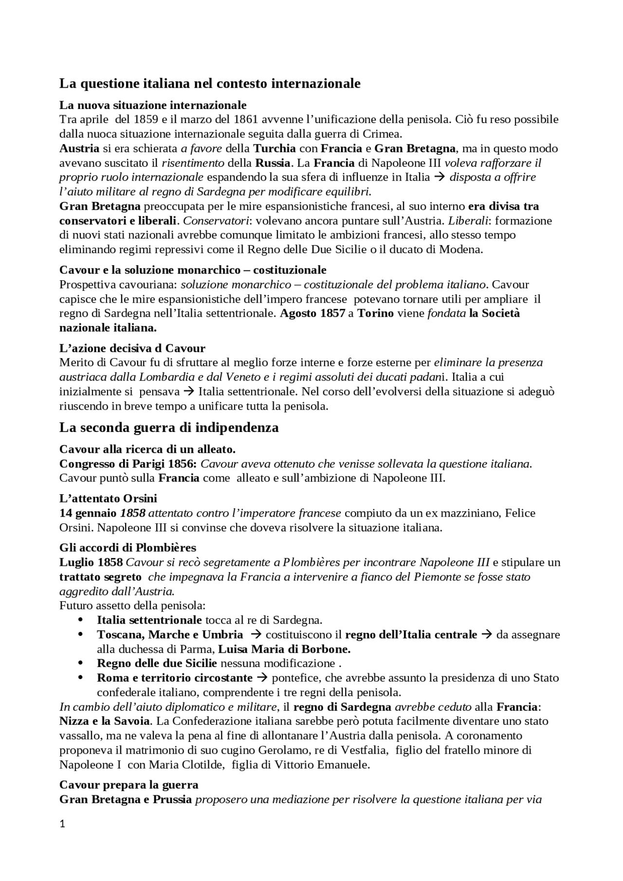 Storia Contemporanea, riassunto cap. 5, manuale di Canavero, Pearson