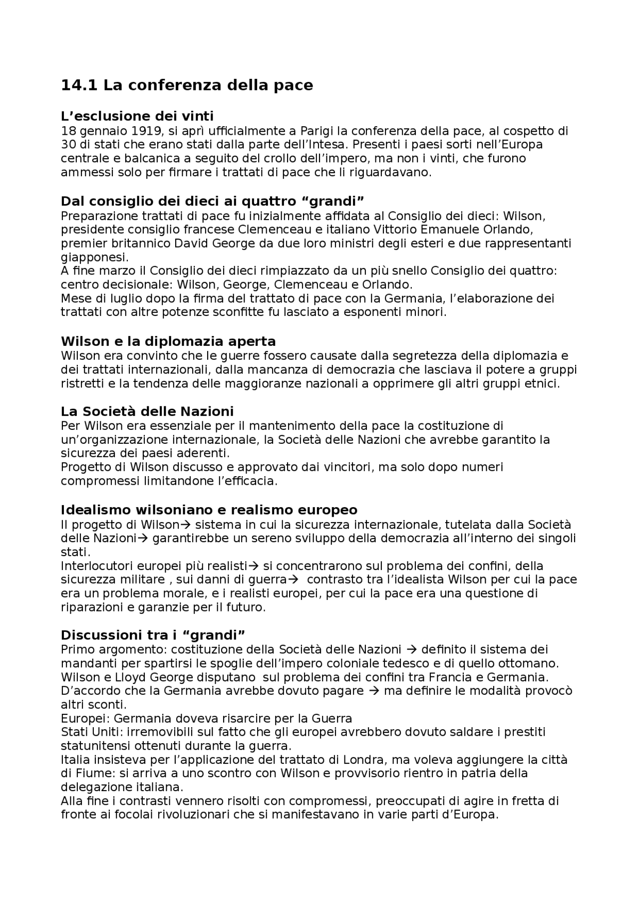 Storia Contemporanea, riassunto cap. 1415, manuale di Canavero