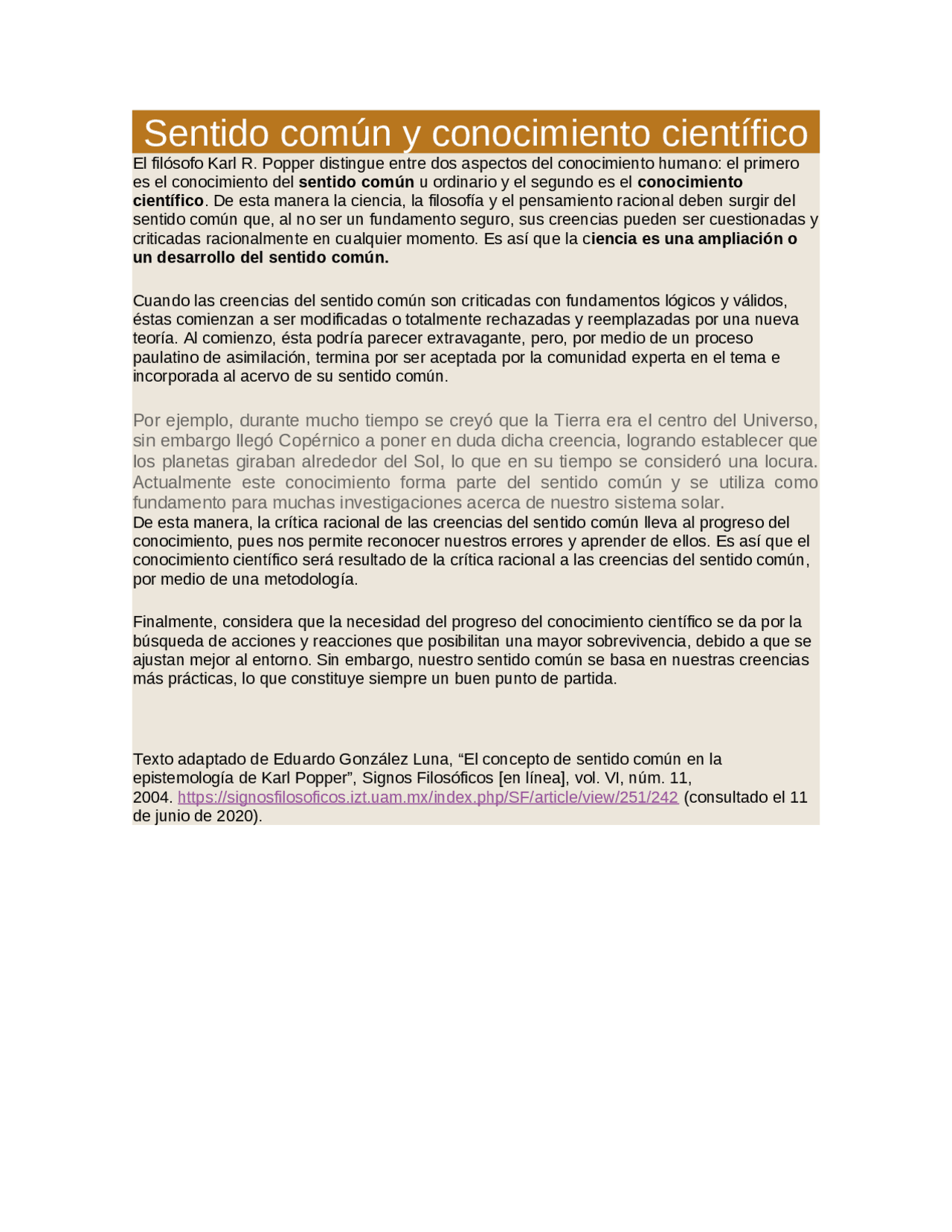 Sentido Comun Examples SENTIDO COMUN Y CIENTIFICO | Apuntes de Lengua y Literatura | Docsity