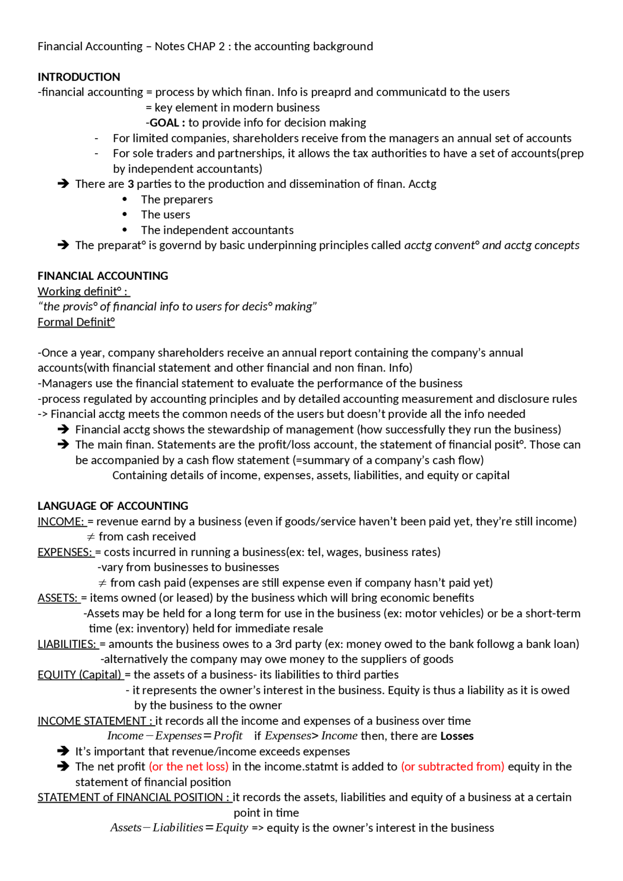 Financial Accounting Book notes - Docsity