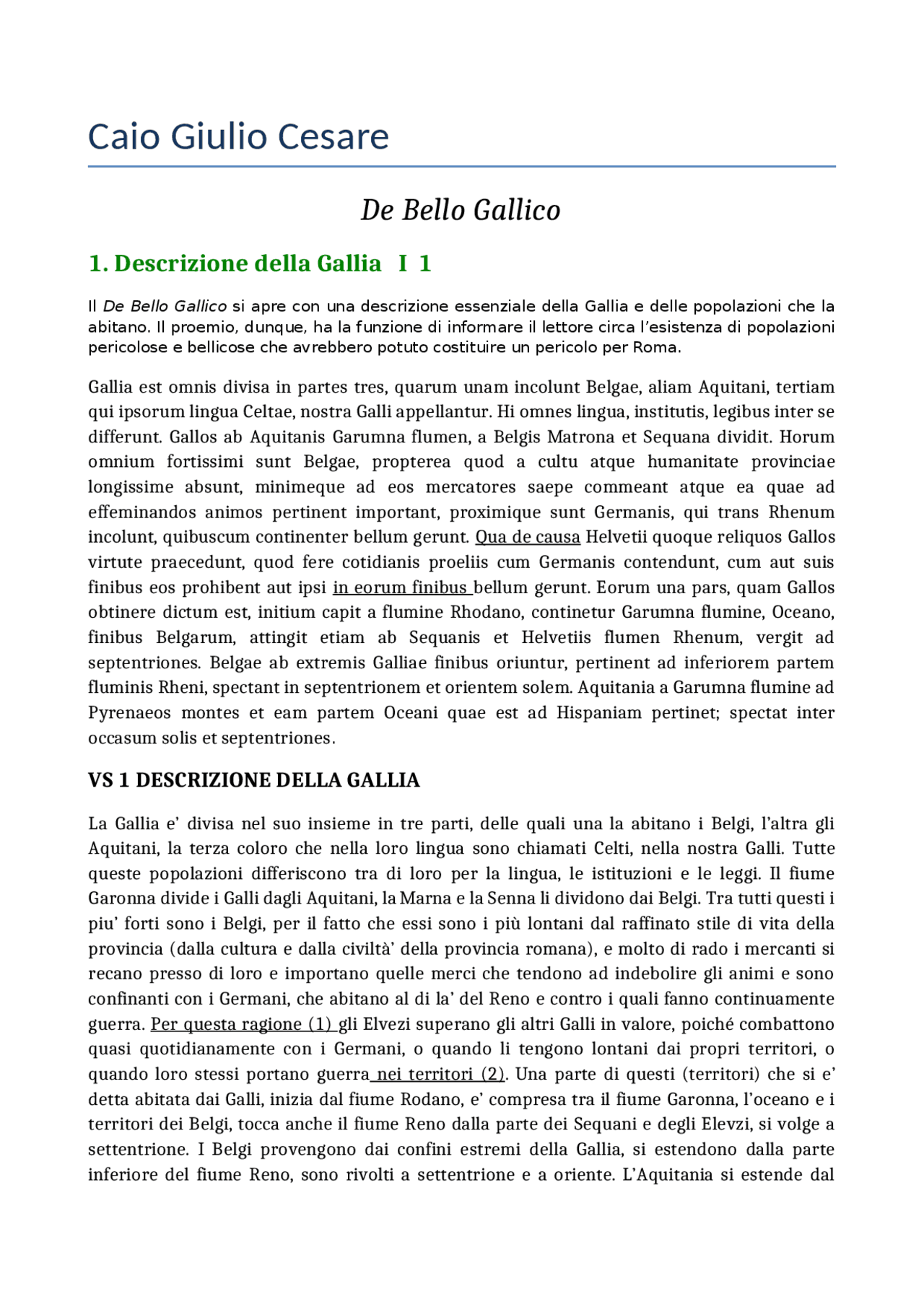 Versione Cesare De Bello Gallico