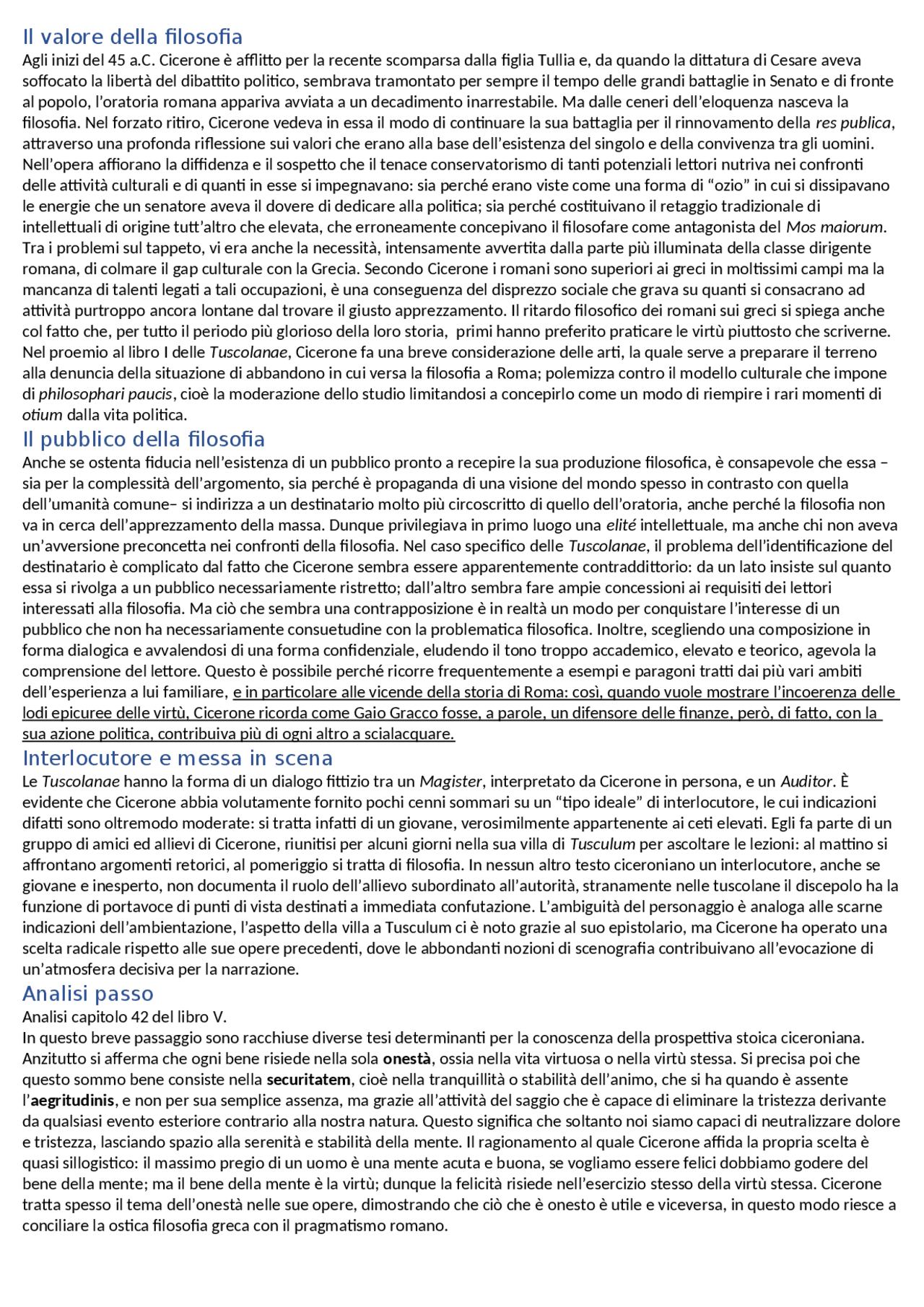 Tusculanae disputationes analisi Esercizi di Latino Docsity