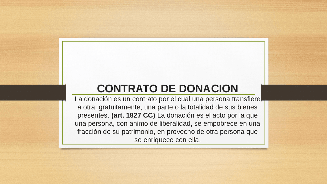 PRESENTACIÓN DE CONTRATO DE DONACIÓN | Diapositivas de Derecho Civil