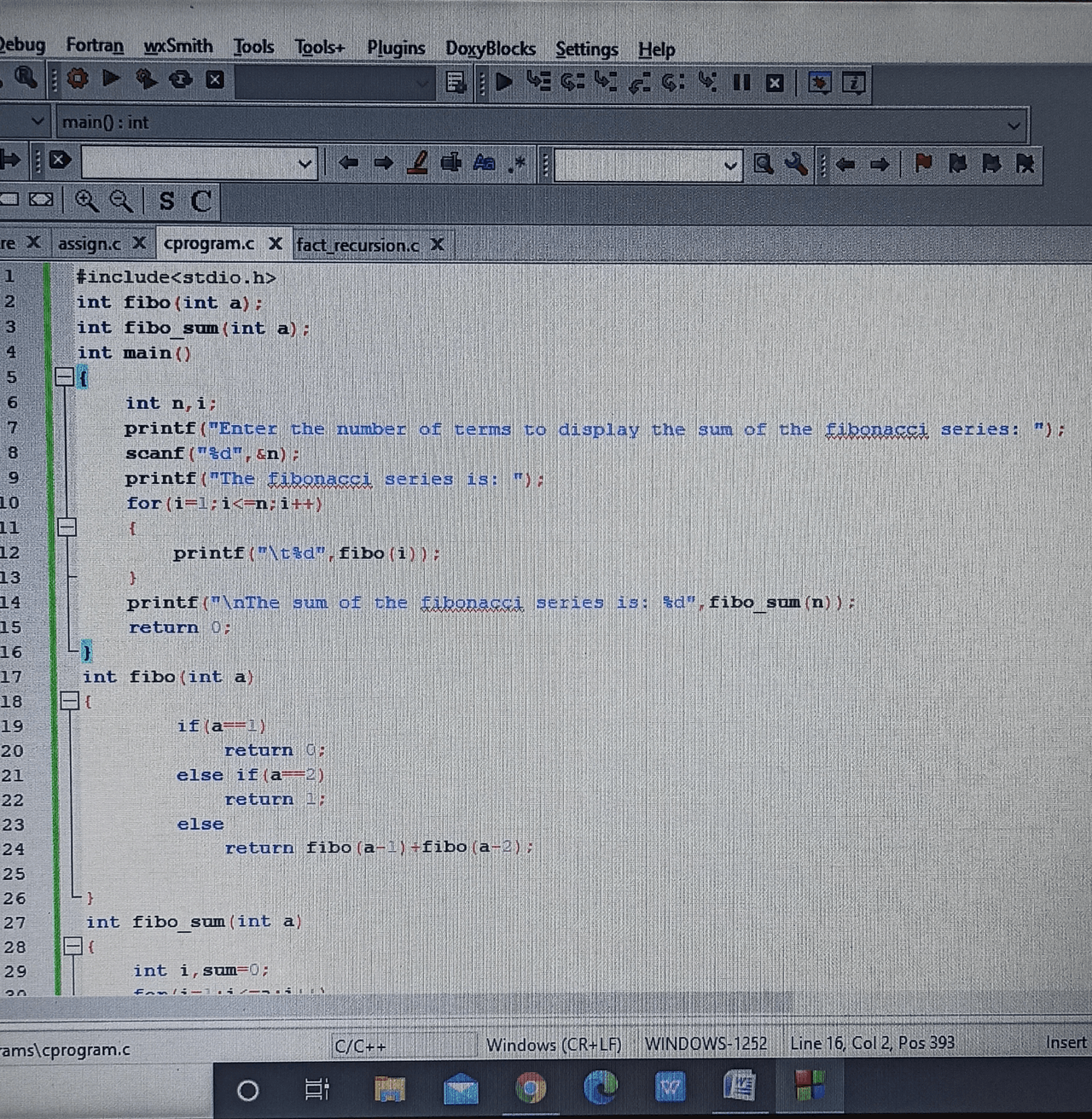 Fibonacci series using Recursion - Docsity
