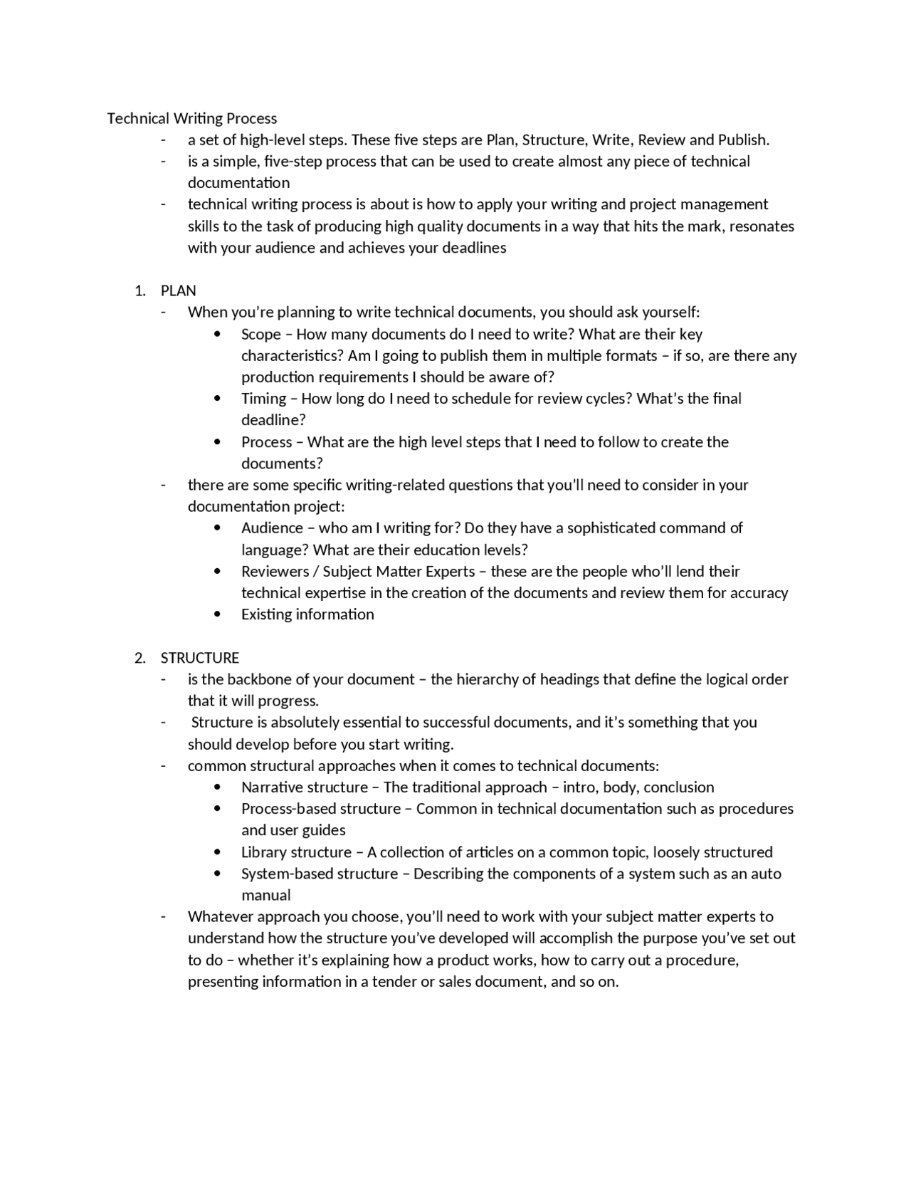 The Process of Technical Writing: PLAN, STRUCTURE, WRITE, REVIEW ...
