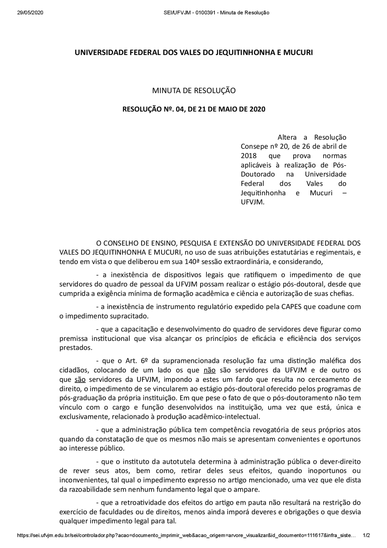 Resolução 04/2020 sobre a Pos Doc - Docsity