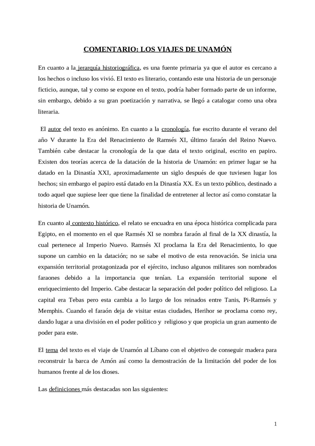 Los viajes de Unamón Docsity