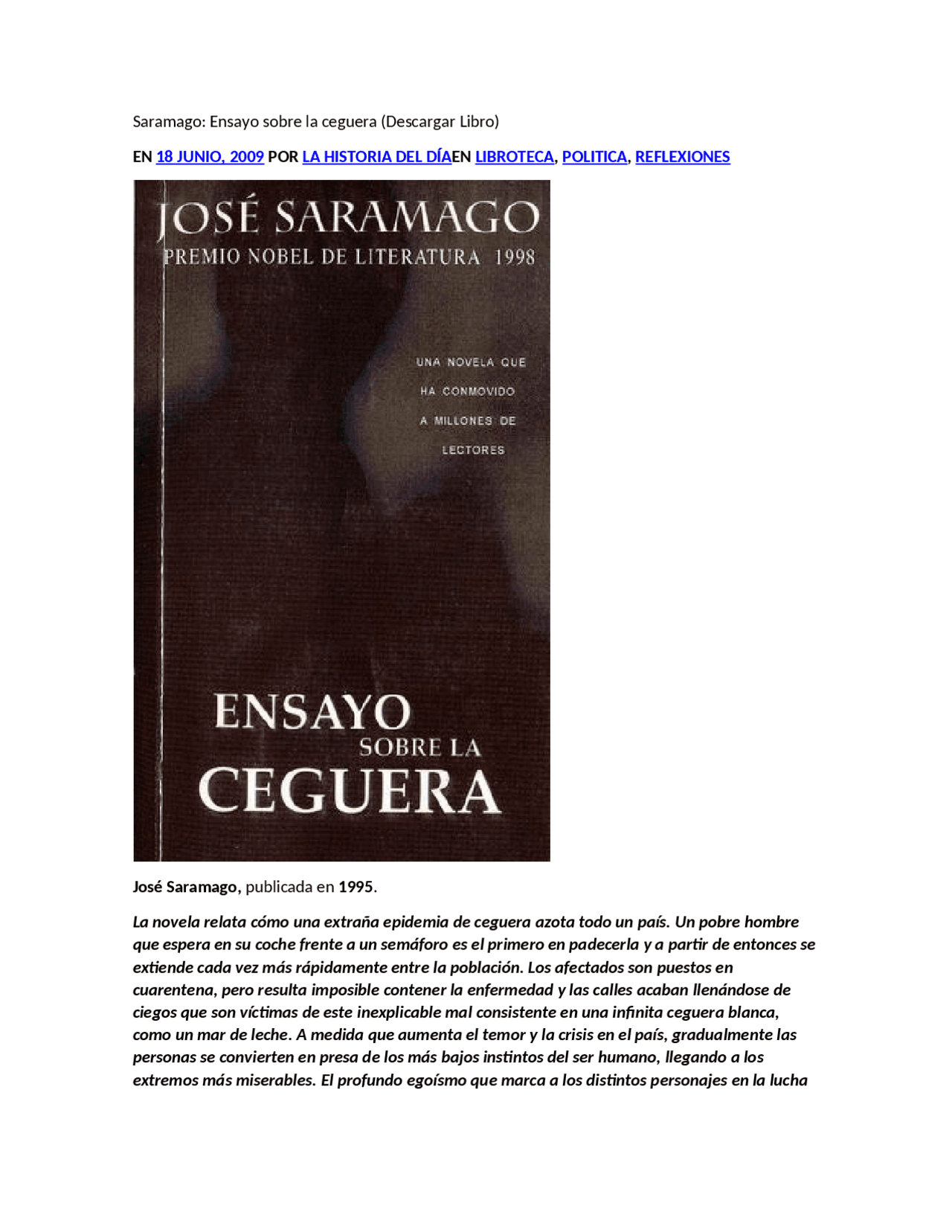 Ensayo Saramago Vida Y Obra Docsity