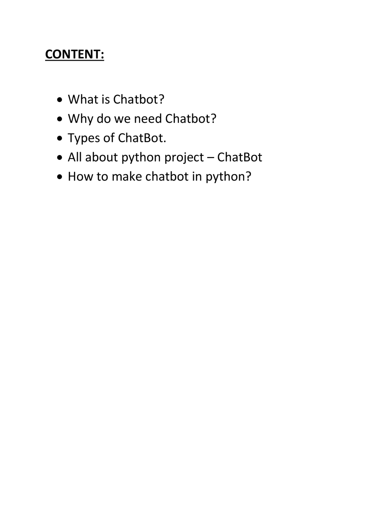 Chat bot using python project report | Lab Reports Computer Science ...