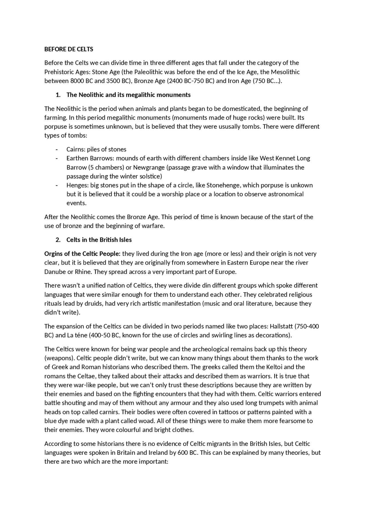 UNIT 1. CELTS AND ROMANS - Docsity