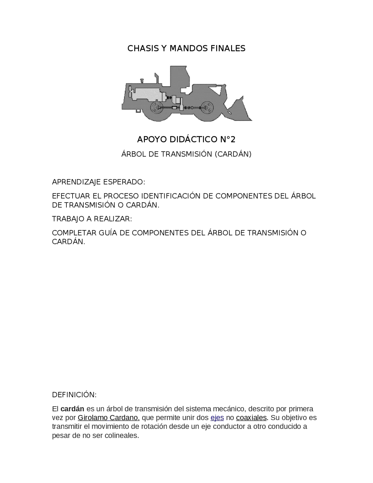 COMPONENTES DEL ÁRBOL DE TRANSMISIÓN O CARDÁN | Diapositivas de Geometría |  Docsity