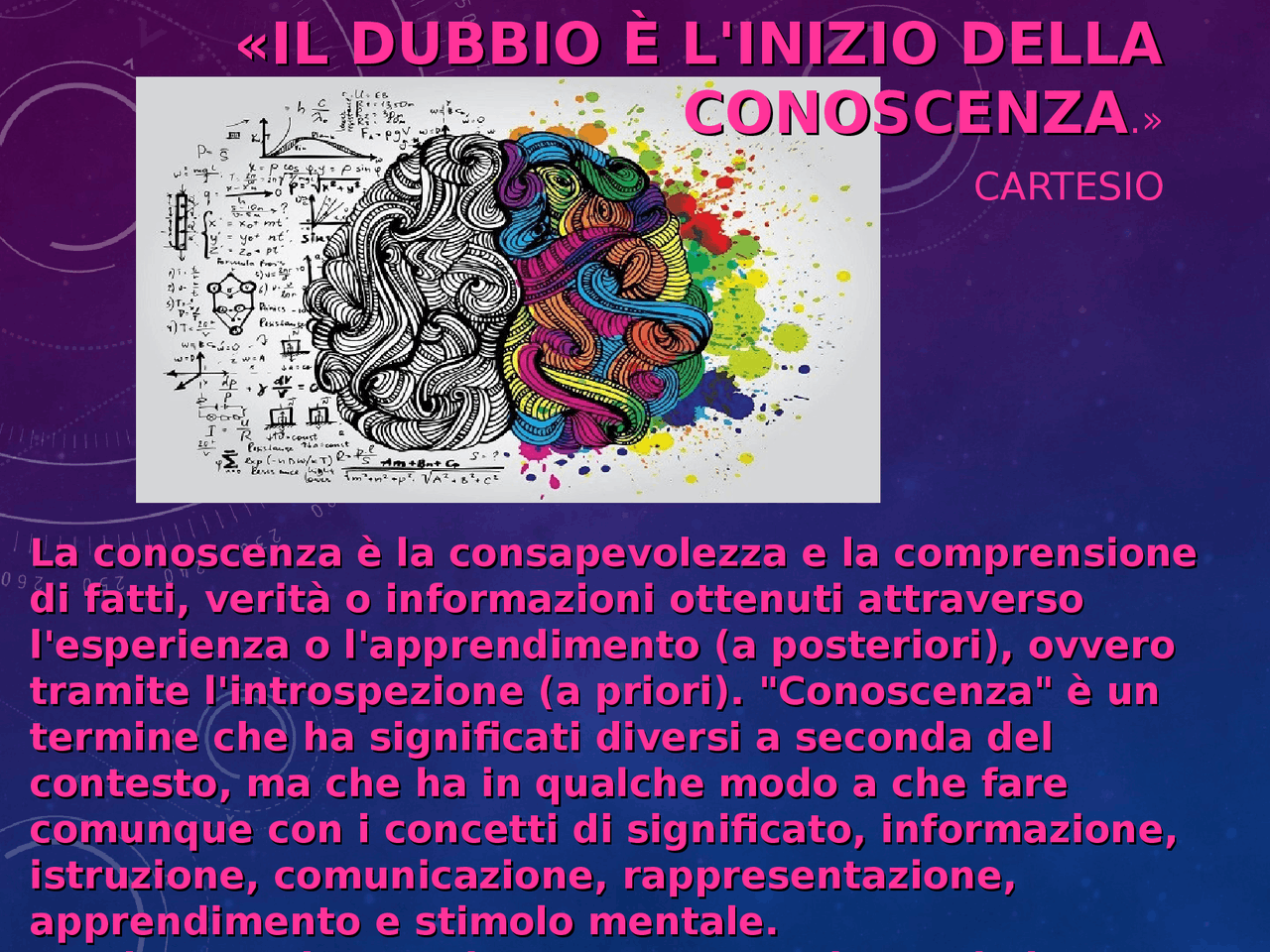 Scienze cognitive: conoscenza - Docsity
