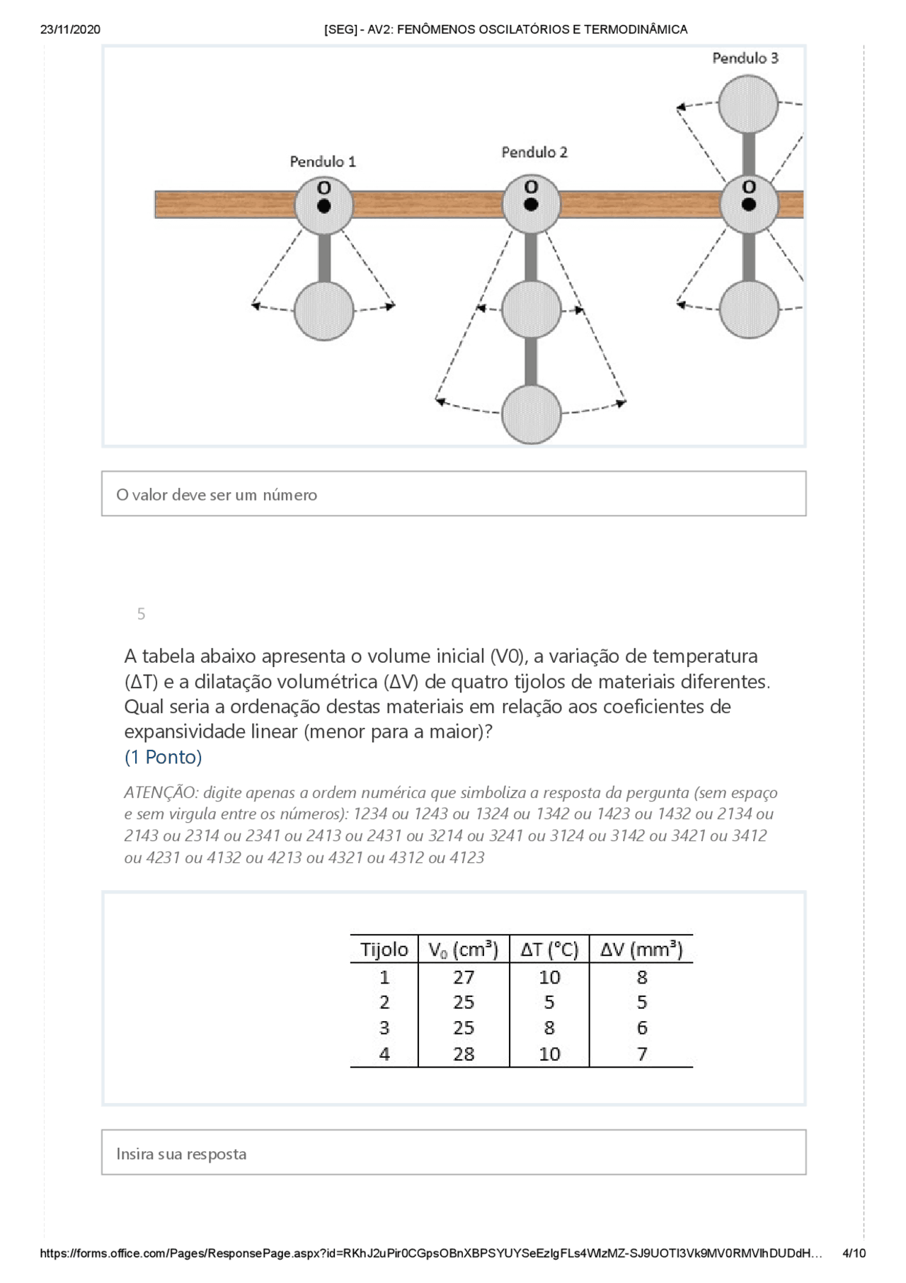 FENOMENOS OSCILATORIOS | Exercícios Física | Docsity