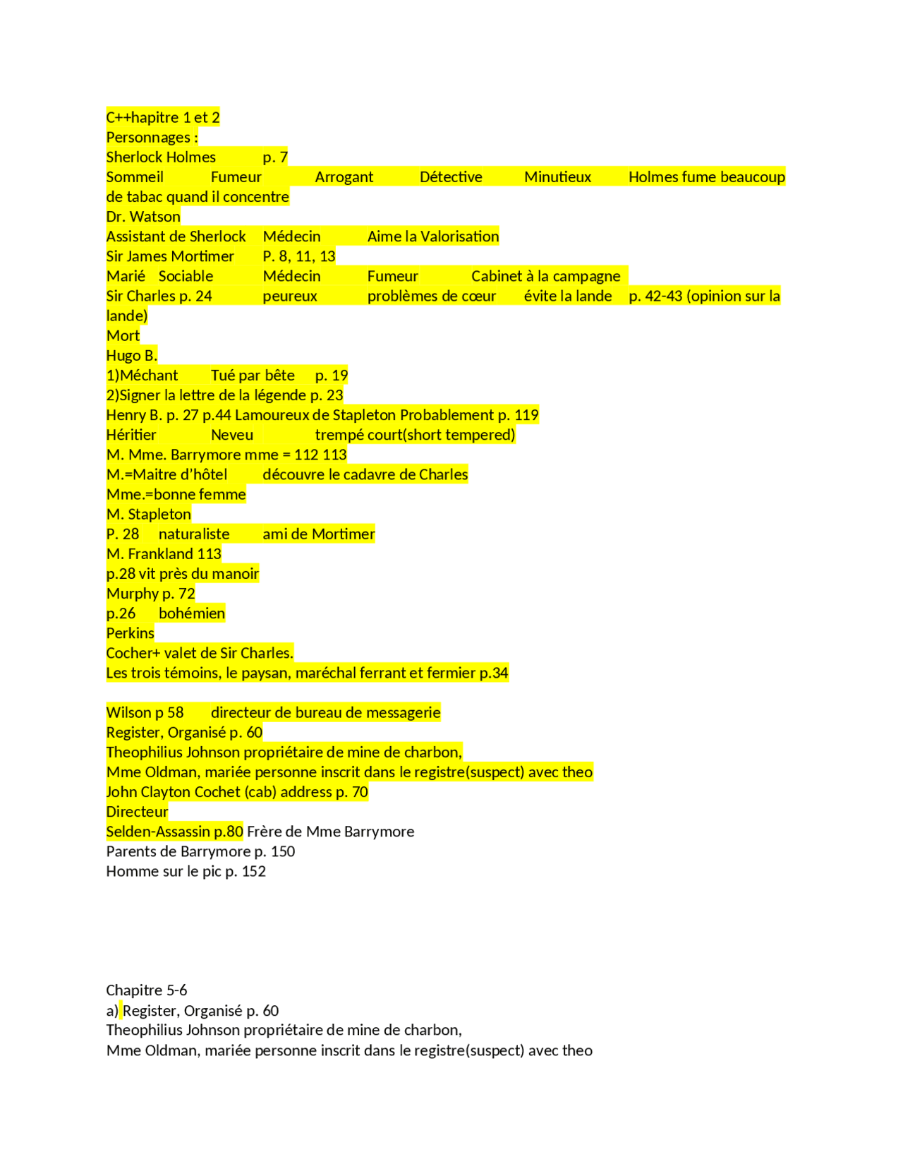 Le Chien De Baskerville Résumé Par Chapitre Sherlock holmes baskerville | Study notes French | Docsity