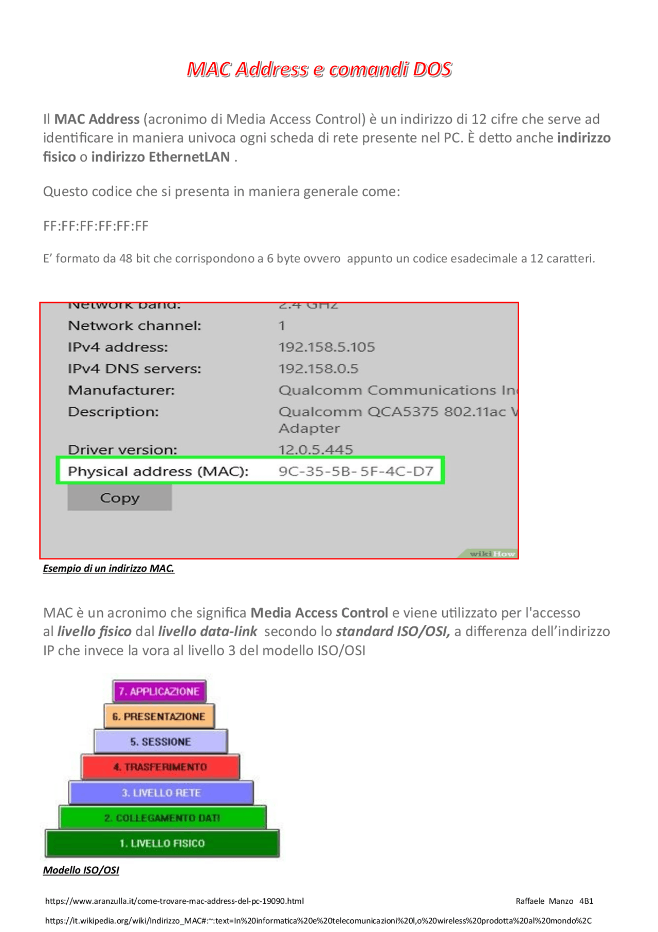 MAC address e scheda NIC - Docsity