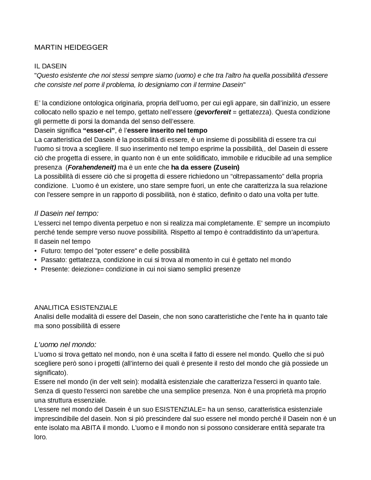 Schema dettagliato della filosofia di Heidegger | Schemi e mappe ...