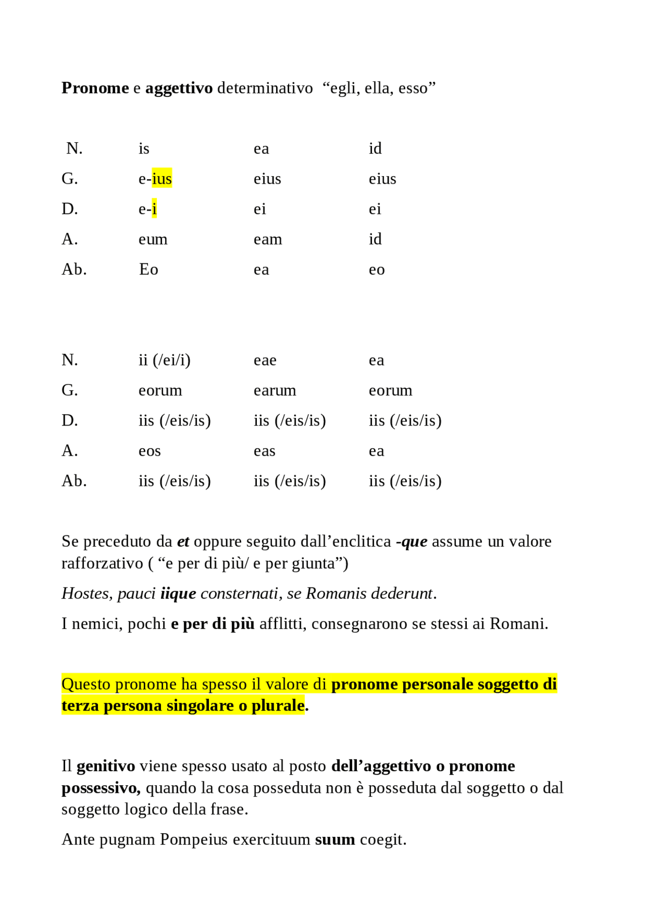 Is ea Id Latino Pronome Docsity