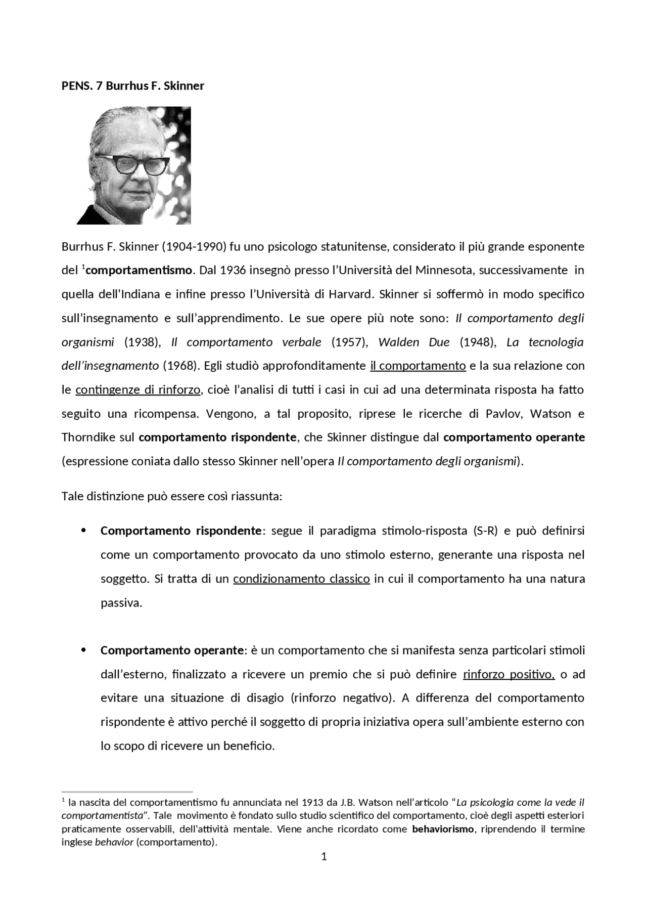 Burrhus Skinner il padre del condizionamento operante Docsity Burrhus Skinner il padre del condizionamento operante Docsity